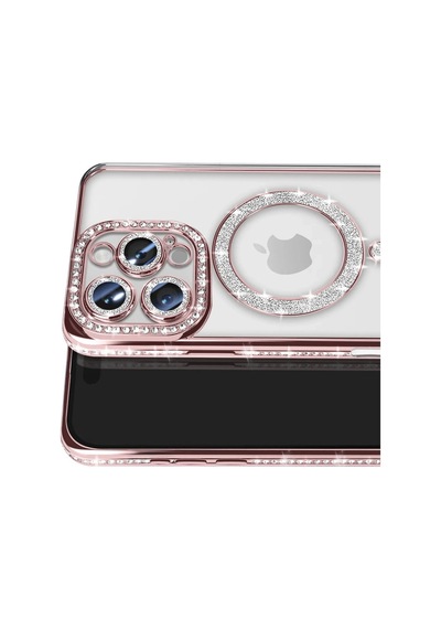 Apple İphone 16 Pro Max Kılıf Joke Simli Magneticsafe Kılıf - Pembe 0.2M-Çok Renkli