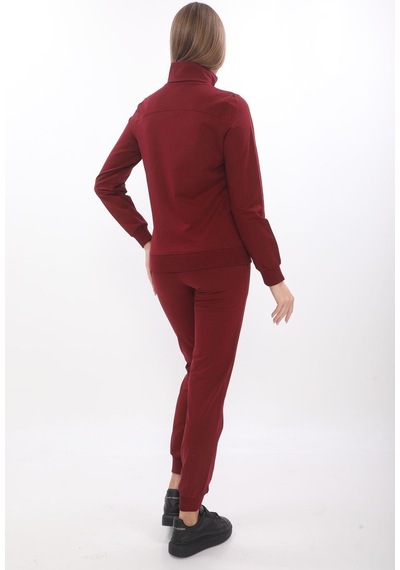 Kadın Kapüşonsuz Fermuarlı 2 İplik Takım Bordo