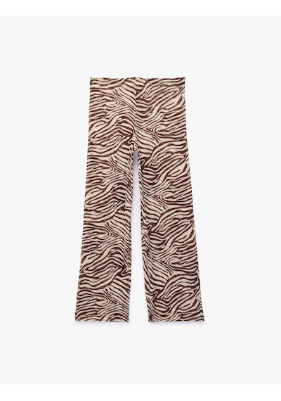 Koton Zebra Desenli Transparan Tül Palazzo Pareo Pantolon Kahverengi Desenli 6sak60012mk