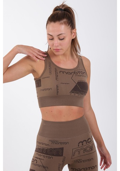 Maraton Active Slimfit Kadın Atlet Yaka Kolsuz Koşu Kakao Bra 813065-Kakao