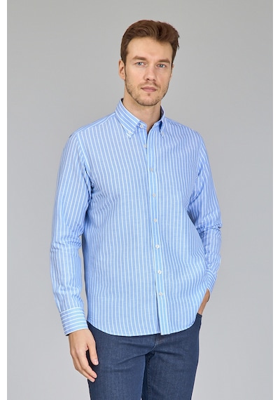 Bisse Regular Fit Uzun Kollu Mavi Erkek Gömlek Gmktn250002 D35 Mavi