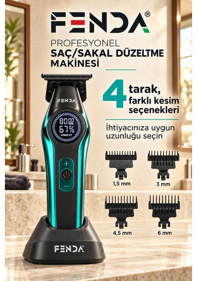 Fenda Profesyonel Bldc Motor 8000 Rpm Tıraş Makinesi Turkuaz
