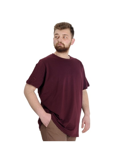 Mode Xl Büyük Beden Erkek Tshirt Bisiklet Yaka Basic 20031 Mürdüm 001