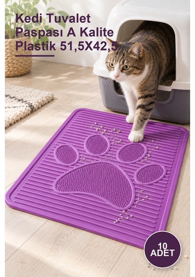 10 Adet Kedi Tuvalet Paspası A Kalite Plastik 51,5x42,5