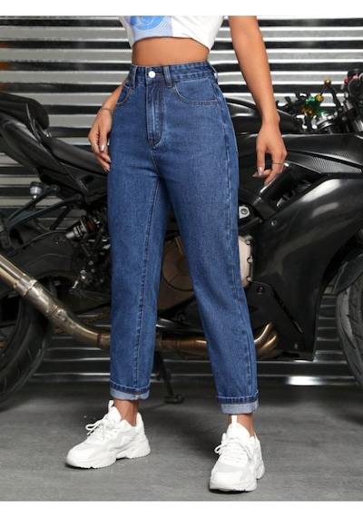 Kadın Denim Pantolon Koyu Mavi Mavi