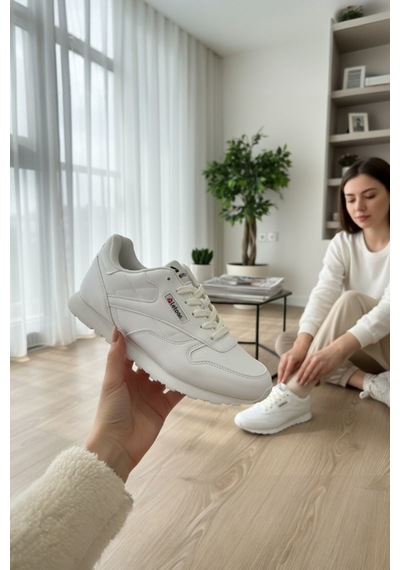 Enoch Klasik Retro Spor Ayakkabı Deri Görünümlü Günlük Sneaker Beyaz