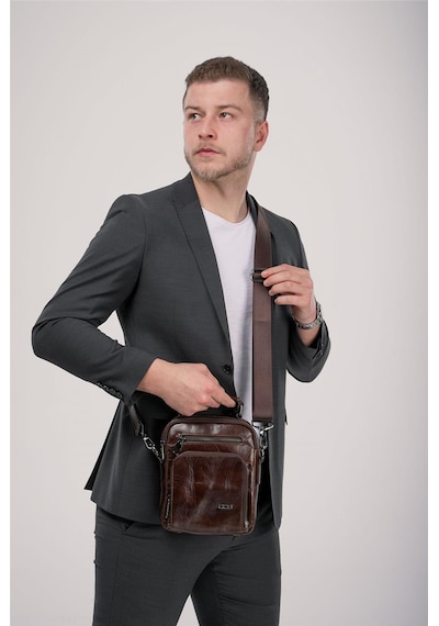Ççs 31593 Hakiki Deri Askılı Çanta Kahve