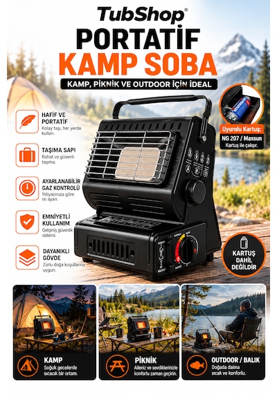 Tubshop Portatif Kamp Sobası Siyah