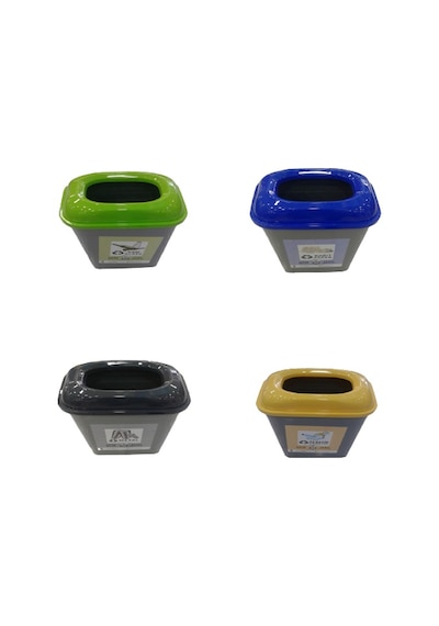 Atık Geri Dönüşüm Kutusu Çöp Kovası 50 Litre 4 Lü Set