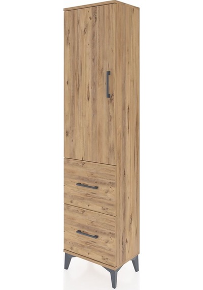 Arges Dolap 4 Raflı 2 Çekmeceli Tek Kapaklı 44x30x182 Çam-çam Çam