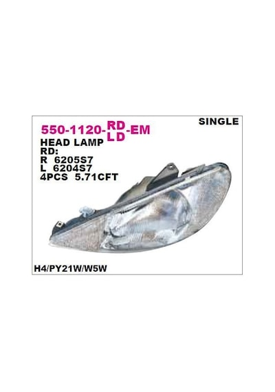 Depo-550-1120l-ld-em - On Far Sol Elektrıklı Peugeot 206 98-