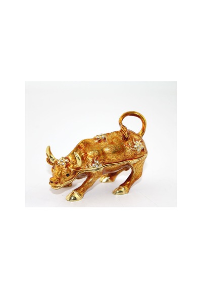 4 Adet Dekoratif Boğa Figürü Taşlı Tekli Masa Üstü Biblo, Küçük Figür, Bull Figurine, Ornament 11x6 Cm