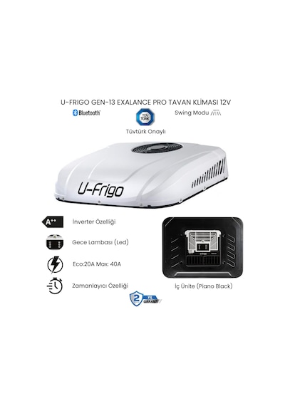 U-frigo Araç Tavan Park Kliması 12v 40 Amper Gen13 Exalance Pro Karavan,servis Aracı,dolmuş Minibüs