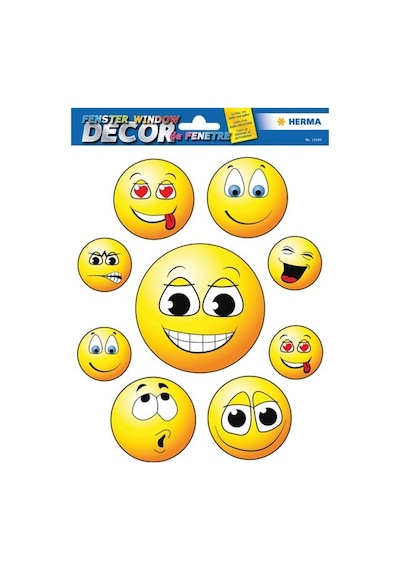 Wındow Decor Cam Yuzey Etıket Gulen Yuz Çok Renkli
