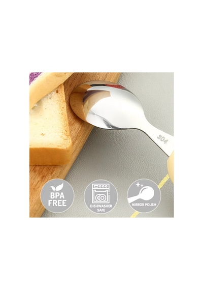 Kedi Figürlü Premium Çocuk Bpa Free Silikon Saplı Paslanmaz Çelik Uçlu Çatal-kaşık, 9+ Ay