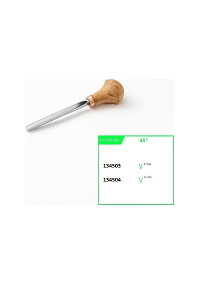 Stryı 134505 Avuç İçi V Ağız 45 Derece Ahşap Oyma Iskarpelası 5 Mm