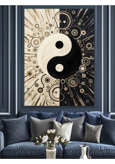 Ahşap Tablo Ying Yang Kozmik Denge Tasarımı Hayvan Tabloları