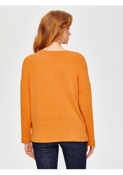 Faik Sönmez Triko Görünümlü Sweatshirt 69154 U6915461 Orange
