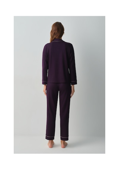 Suwen Misty Gömlek Yaka Pijama Takımı Wsh10510059080 Mürdüm