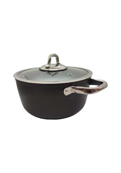 Leggno Derin Tencere Cam Kapak Çelik Kulp 24 CM