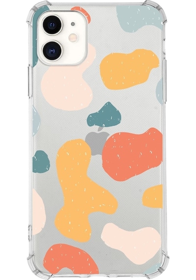 Apple Uyumlu iPhone 11 Köşe Korumalı Antişok Kapak Grunge Tasarımlı Şeffaf Kılıf
