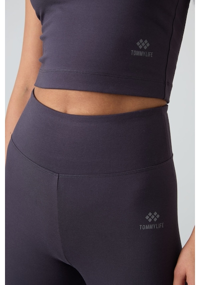 Tommylife Antrasit Yüksek Bel Kapri-crop Atlet Slim Fit Kadın Tayt Takım - 95284