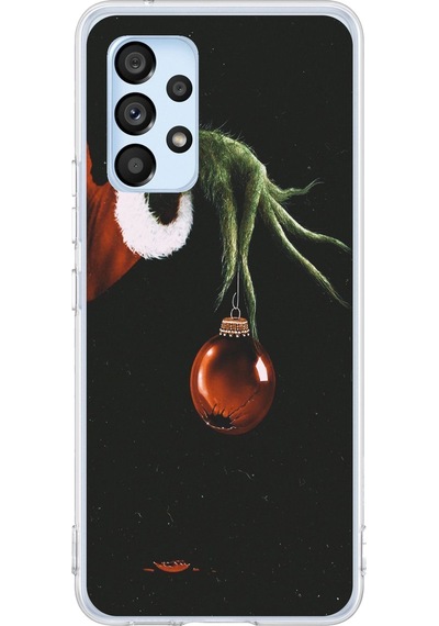 Samsung Galaxy A53 Uyumlu Grinch Yeşil El Ve Kırmızı Yılbaşı Topu Baskılı Silikon Kılıf Renkli