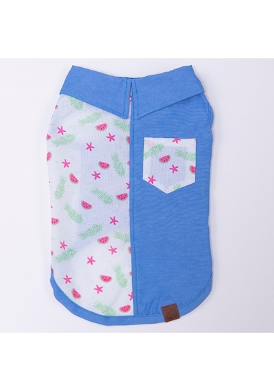 Ruby Slice Denim Karpuz Desenli Kot Kedi Köpek Gömleği-kedi Köpek Kıyafeti-kedi Gömlek-köpek Gömlek