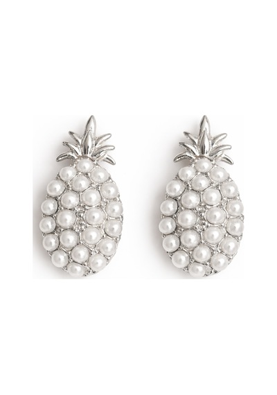 Ziva Gümüş Ananas Şeklinde İnci Dolgulu Silver Tasarım Küpe