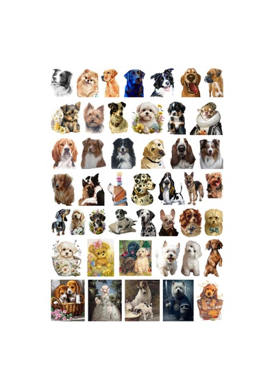 45 Adet Sevimli Köpekler Sticker Seti - Etiket Seti Scrapbook Bullet Journal Çok Renkli