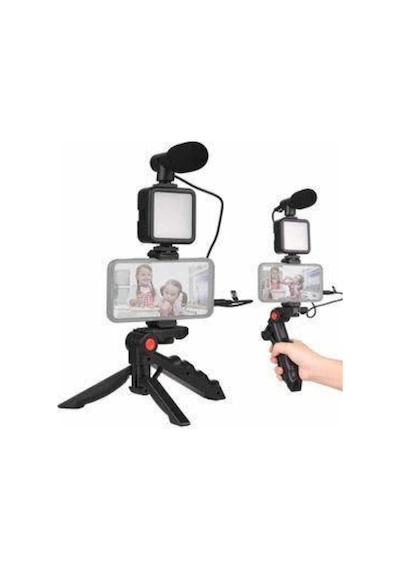 Telefon - 366 - Tutucu Mini Mikrofonlu Tripod Vlog - Csmo-tex - Çekim Video