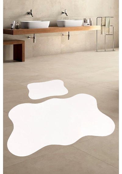 Anatolia 2'li Krem 80x140 + 50x70 Cm Büyük Ebat Banyo Paspası Set Krem