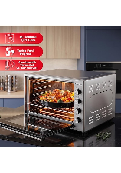 Şamdan 2023 70 L Çift Camlı Fanlı Ve Lambalı Mini/Midi Fırın