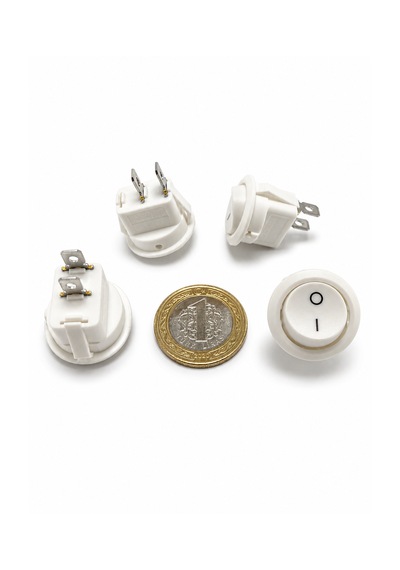 Yuvarlak Işıksız Anahtar Beyaz 2 Pin 23 Mm 25 Adet Aç Kapa On-off Işıksız Switch Buton 6a/250vac 10a/125vac