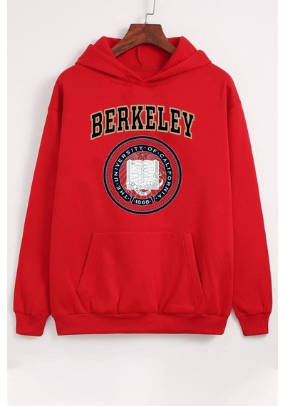 Uyguntarz Unisex Berkeley Baskılı Sweatshirt Kırmızı