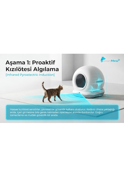 Sce001 Akıllı Otomatik Kedi Tuvaleti 75 Litre Hazneli, Kendi Kendini Temizleyen, Koku Önleyici Özelikli Kedi Kumu Kabı 2 Yıl Garantili