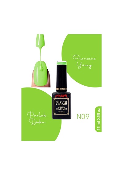 Adanil 15 ML Misyul Profesyonel Kalıcı Oje Neon Fıstık Yeşili No:N09