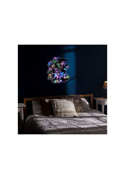 Led Işıklı Ahşap Çiçekli Aydaki Peri Figürlü Tablo Duvar Dekorlu Gece Lambası Çok Renkli - 737231148 Çok Renkli