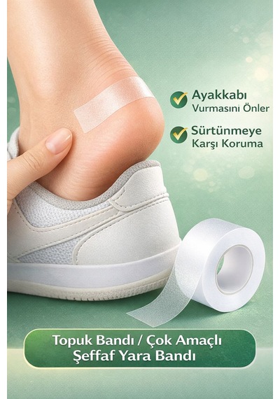 Şeffaf Ayak Vurması Bandı 2,5 Cm X 5 M Esnek Cilt Dostu Flaster