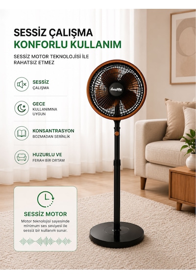 Breeze Mx-bs120 12 İnç Ayaklı Vantilatör 70w 3 Kademeli Sessiz Salınım Fonksiyonlu Vantilatör