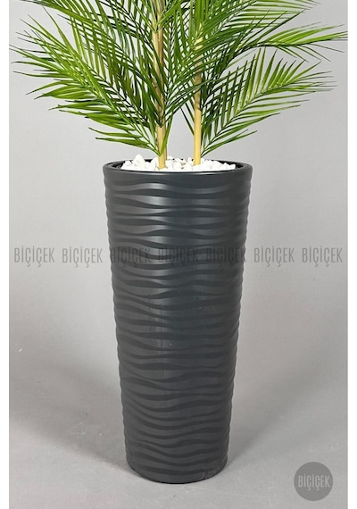 Biçiçek Yapay Areka Palmi̇yesi̇ 150 Cm 33 Yaprak Antresi̇t Kumsal Saksıda