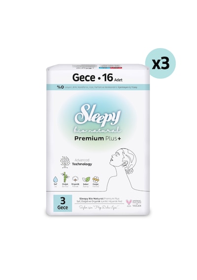 Sleepy Bio Natural Premium Plus Hijyenik Ped Süper Avantaj Paketi Gece 48 Adet