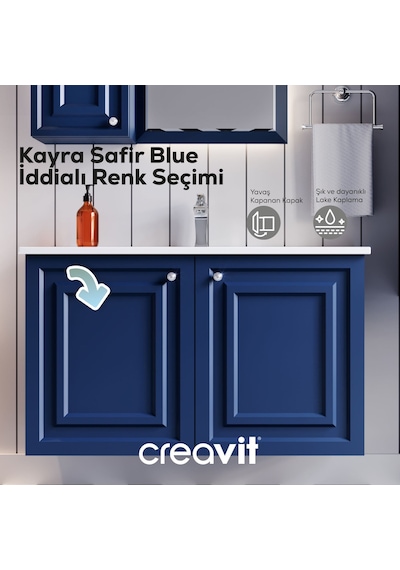 Creavit Kayra Mat Safir Blue Lavabo Dolabı Kapaklı 100cm Mat Beyaz Creavit Kayra Mat Safir Blue Lavabo Dolabı Kapaklı 100cm Mat Beyaz