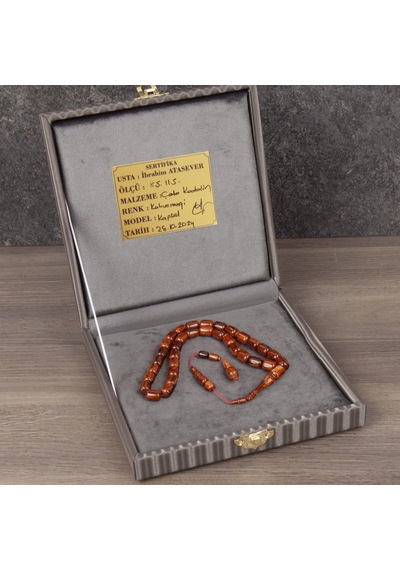 Katalin Çubuk Çekoslovak Kapsül Kesim 8x11.5mm Tesbih- İbrahim Atasever Usta İşi Kahverengi