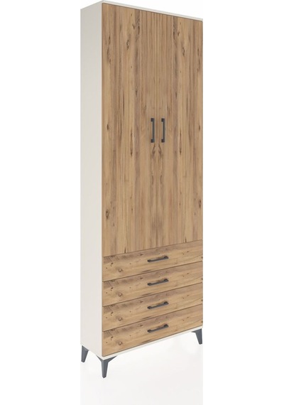 Arges Dolap 2 Raflı 4 Çekmeceli Tek Askılı 88x30x243 Aytaşı-çam Aytaşı