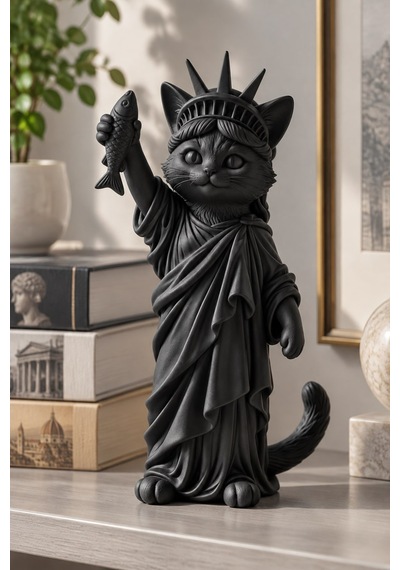 Özgürlüğün Kedisi Figürlü Dekoratif Biblo - Büyük Boy - 22cm 24106824