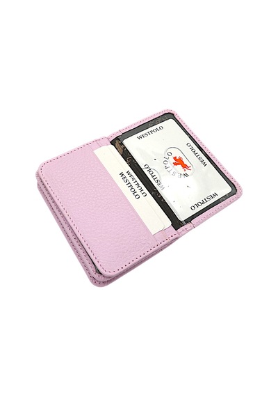 Westpolo Hakiki Deri Bol Kart Bölmeli Unisex Kartlık - Açık Lavanta Pembesi Açık Pembe