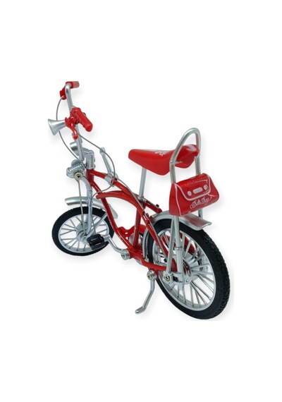 Model Araçlar -1:8 Metal Retro Pinokyo Bisiklet - Die -cast 17 Cm - Kırmızı Lisinya Çok Renkli