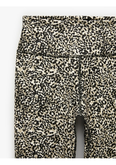 Koton Yüksek Bel Slim Fit Leopar Desenli Spor Tayt Bej Desenli 7wak40262nk Ekru Desenli