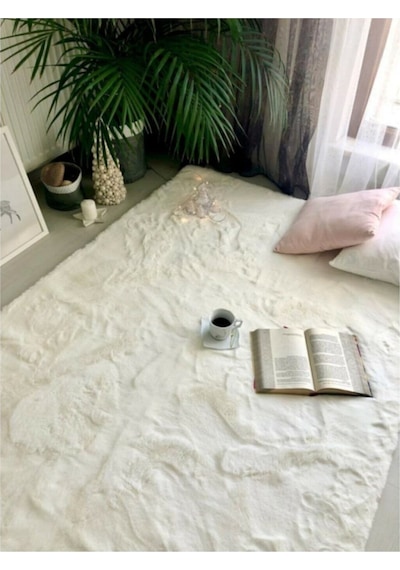 Saraz Halı Peluş Halı Soft Krem